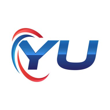 İlk harf logo swoosh kırmızı mavi