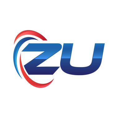 İlk harf logo swoosh kırmızı mavi