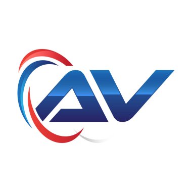 İlk harf logo swoosh kırmızı mavi