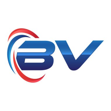 İlk harf logo swoosh kırmızı mavi