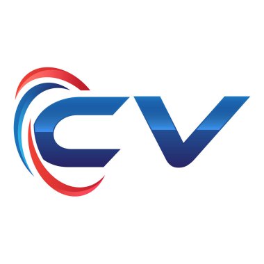 İlk harf logo swoosh kırmızı mavi