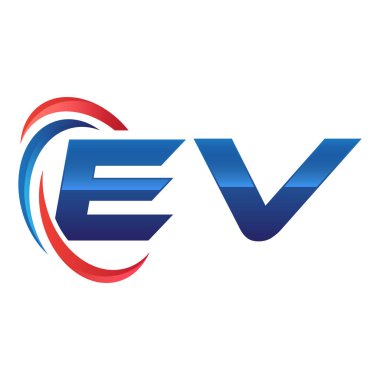 İlk harf logo swoosh kırmızı mavi