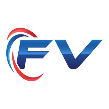 İlk harf logo swoosh kırmızı mavi