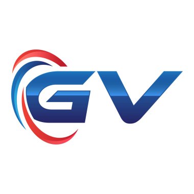 İlk harf logo swoosh kırmızı mavi