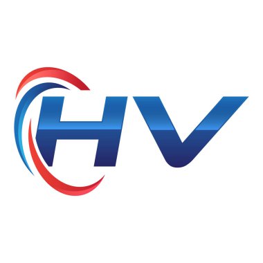 İlk harf logo swoosh kırmızı mavi