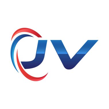 İlk harf logo swoosh kırmızı mavi