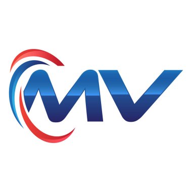 İlk harf logo swoosh kırmızı mavi