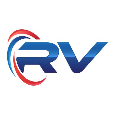 İlk harf logo swoosh kırmızı mavi