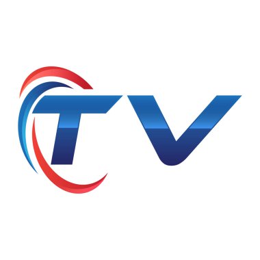 İlk harf logo swoosh kırmızı mavi