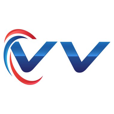 İlk harf logo swoosh kırmızı mavi