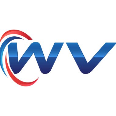 İlk harf logo swoosh kırmızı mavi