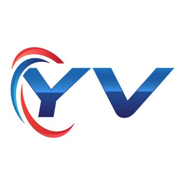 İlk harf logo swoosh kırmızı mavi