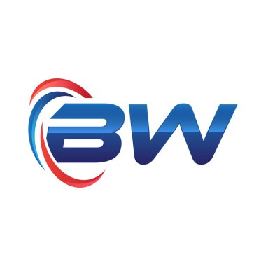 İlk harf logo swoosh kırmızı mavi