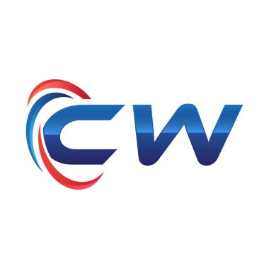 İlk harf logo swoosh kırmızı mavi