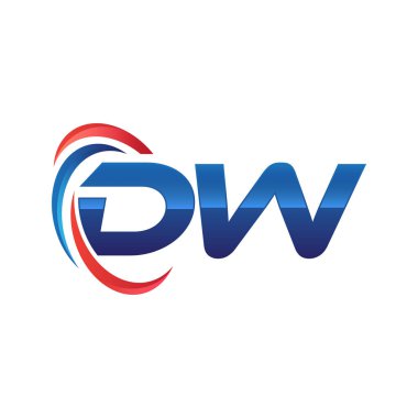 İlk harf logo swoosh kırmızı mavi