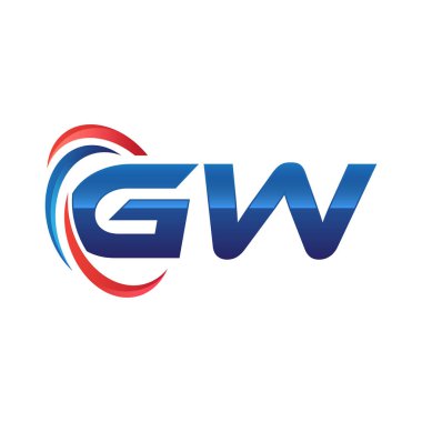 İlk harf logo swoosh kırmızı mavi