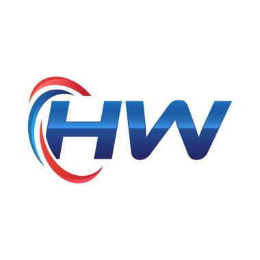 İlk harf logo swoosh kırmızı mavi