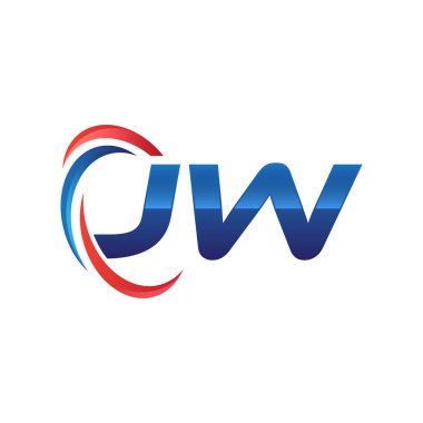 İlk harf logo swoosh kırmızı mavi