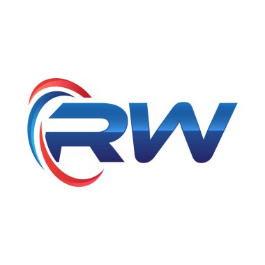 İlk harf logo swoosh kırmızı mavi