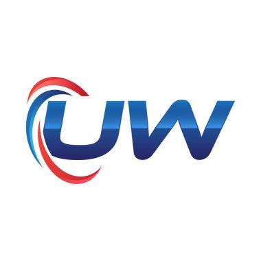 İlk harf logo swoosh kırmızı mavi