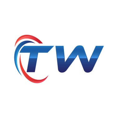 İlk harf logo swoosh kırmızı mavi