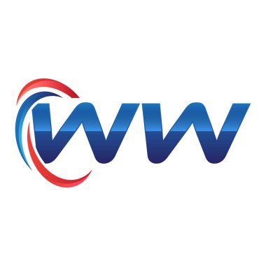 İlk harf logo swoosh kırmızı mavi