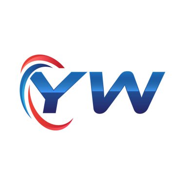 İlk harf logo swoosh kırmızı mavi