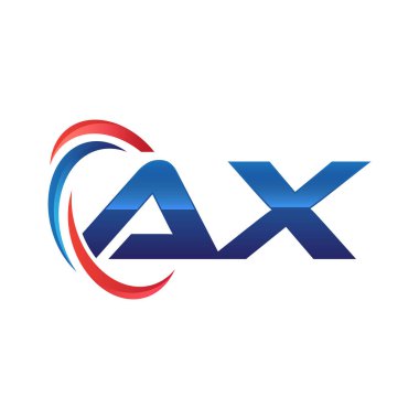 İlk harf logo swoosh kırmızı mavi