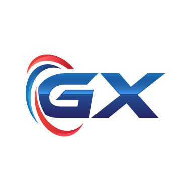 İlk harf logo swoosh kırmızı mavi