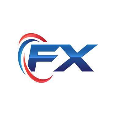 İlk harf logo swoosh kırmızı mavi