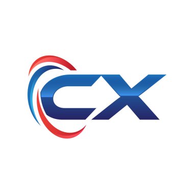 İlk harf logo swoosh kırmızı mavi