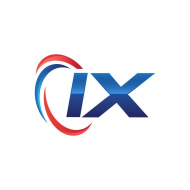 İlk harf logo swoosh kırmızı mavi