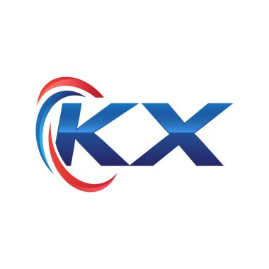 İlk harf logo swoosh kırmızı mavi