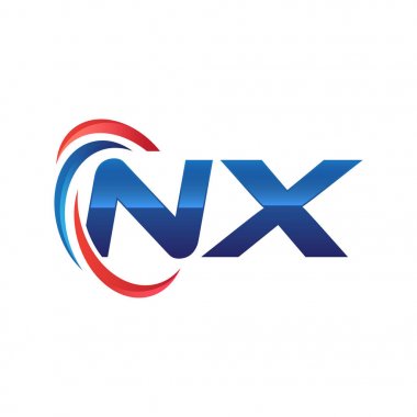 İlk harf logo swoosh kırmızı mavi