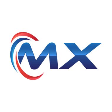 İlk harf logo swoosh kırmızı mavi