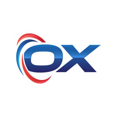 İlk harf logo swoosh kırmızı mavi