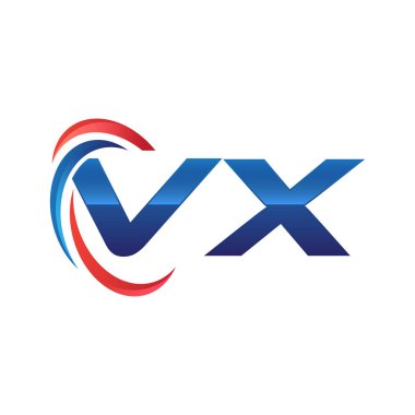 İlk harf logo swoosh kırmızı mavi