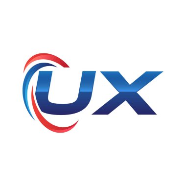 İlk harf logo swoosh kırmızı mavi