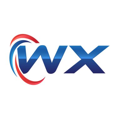 İlk harf logo swoosh kırmızı mavi