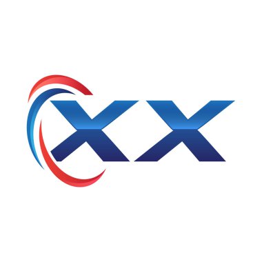 İlk harf logo swoosh kırmızı mavi