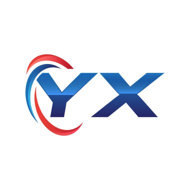 İlk harf logo swoosh kırmızı mavi