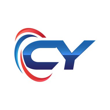 İlk harf logo swoosh kırmızı mavi