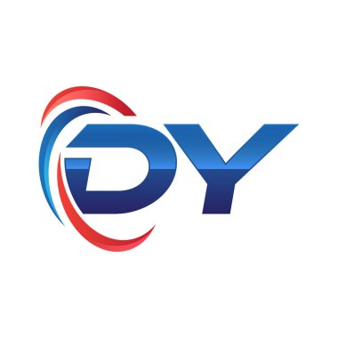 İlk harf logo swoosh kırmızı mavi