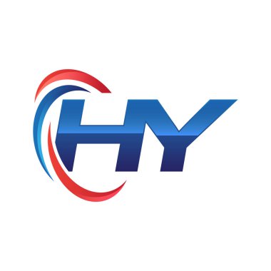 İlk harf logo swoosh kırmızı mavi