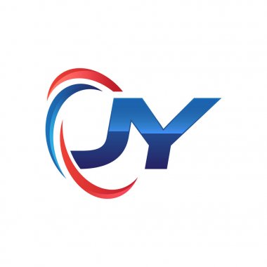 İlk harf logo swoosh kırmızı mavi