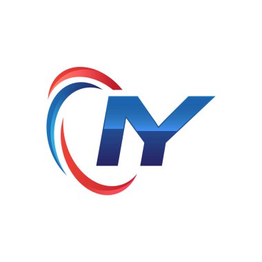 İlk harf logo swoosh kırmızı mavi