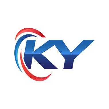 İlk harf logo swoosh kırmızı mavi