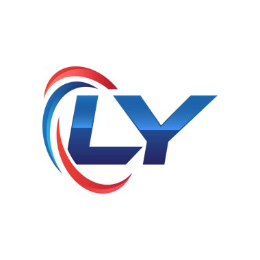 İlk harf logo swoosh kırmızı mavi