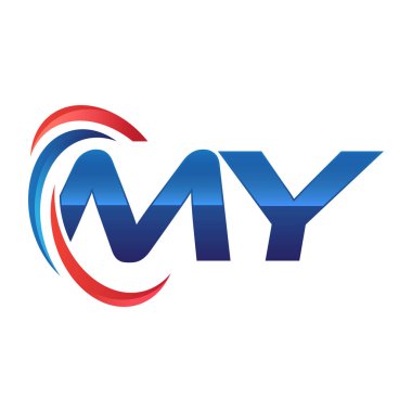 İlk harf logo swoosh kırmızı mavi