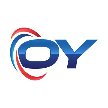 İlk harf logo swoosh kırmızı mavi